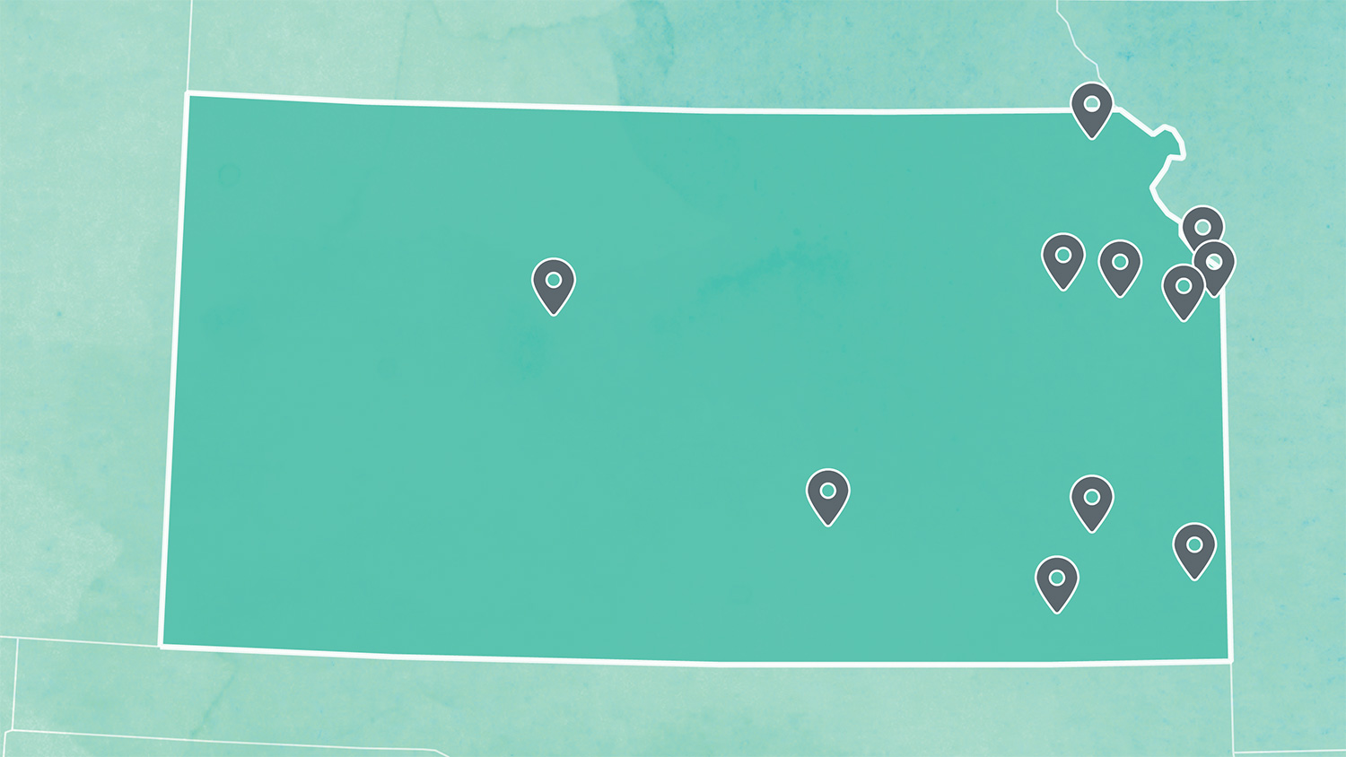 Static map of all KVC Kansas locations with location markers